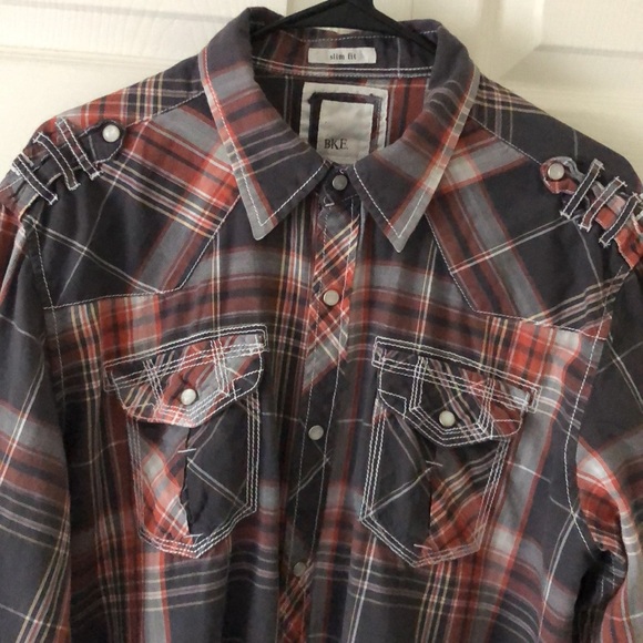 BKE Mens Slim Fit Button Down L/S Shirt X-Large - Picture 2 of 13